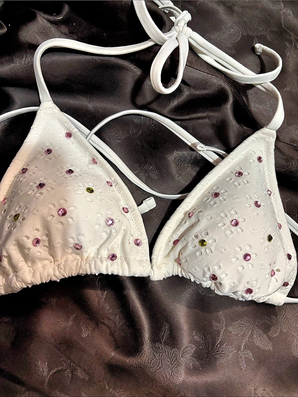 White Embellished Triangle Bikini Top Like New